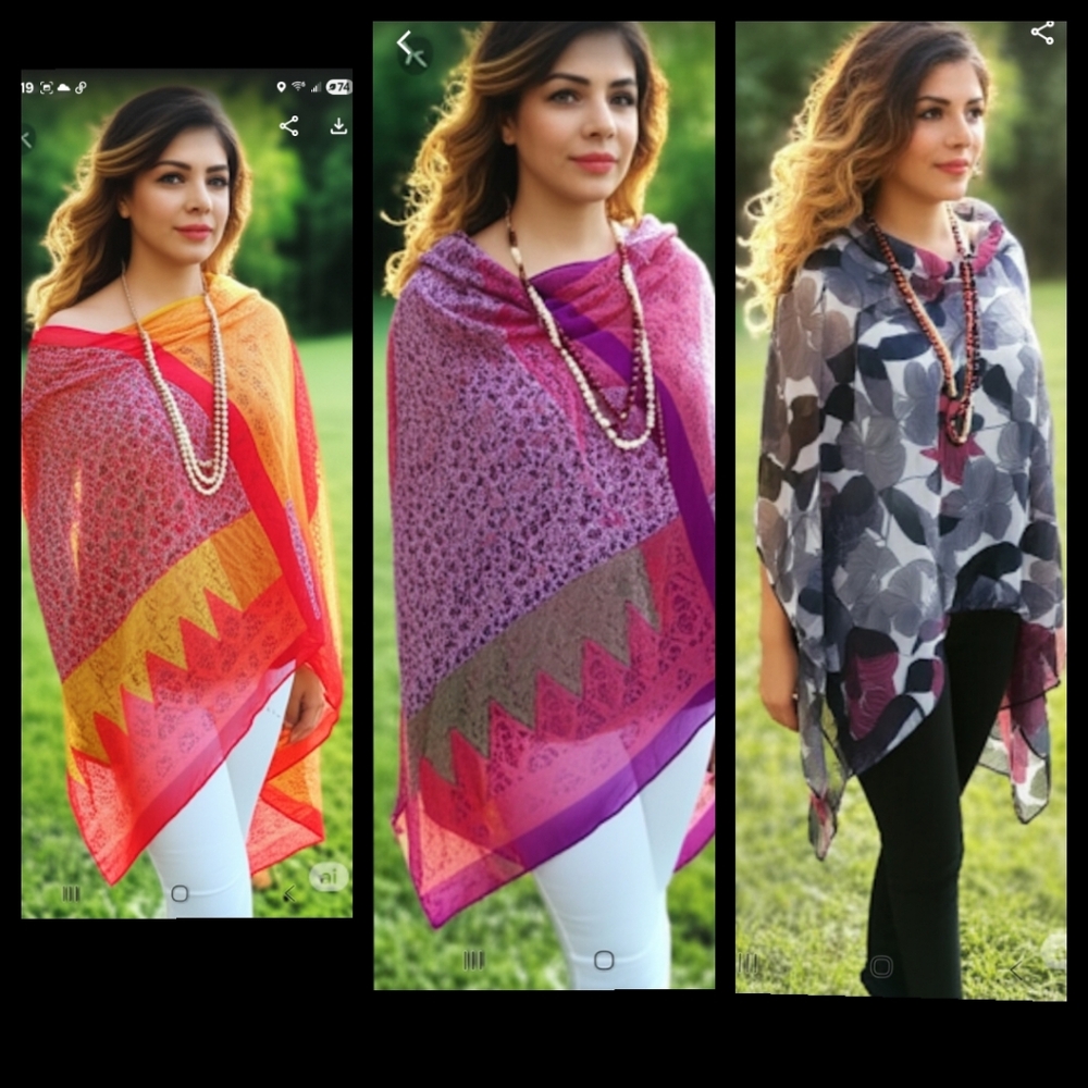 Bundle (3) Beautiful Large Chic Summer Spring Scarves & Free Vintage Necklace▪